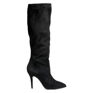 H&M High-Heeled Faux Suede Boots Black 10 NEW NWT